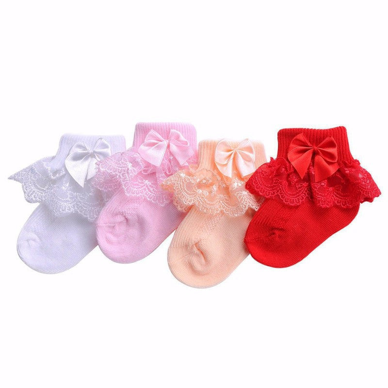 Bow Lace Baby Socks for Newborn Girls