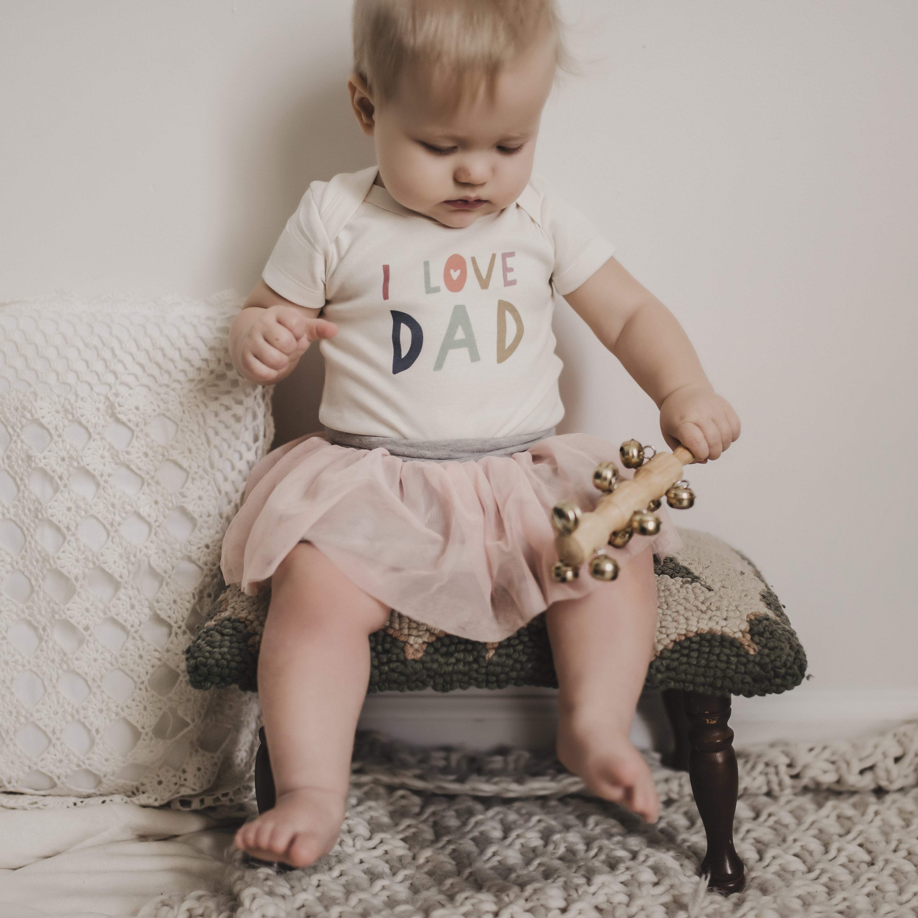 Graphic Baby Bodysuit with Love Dad Print Design