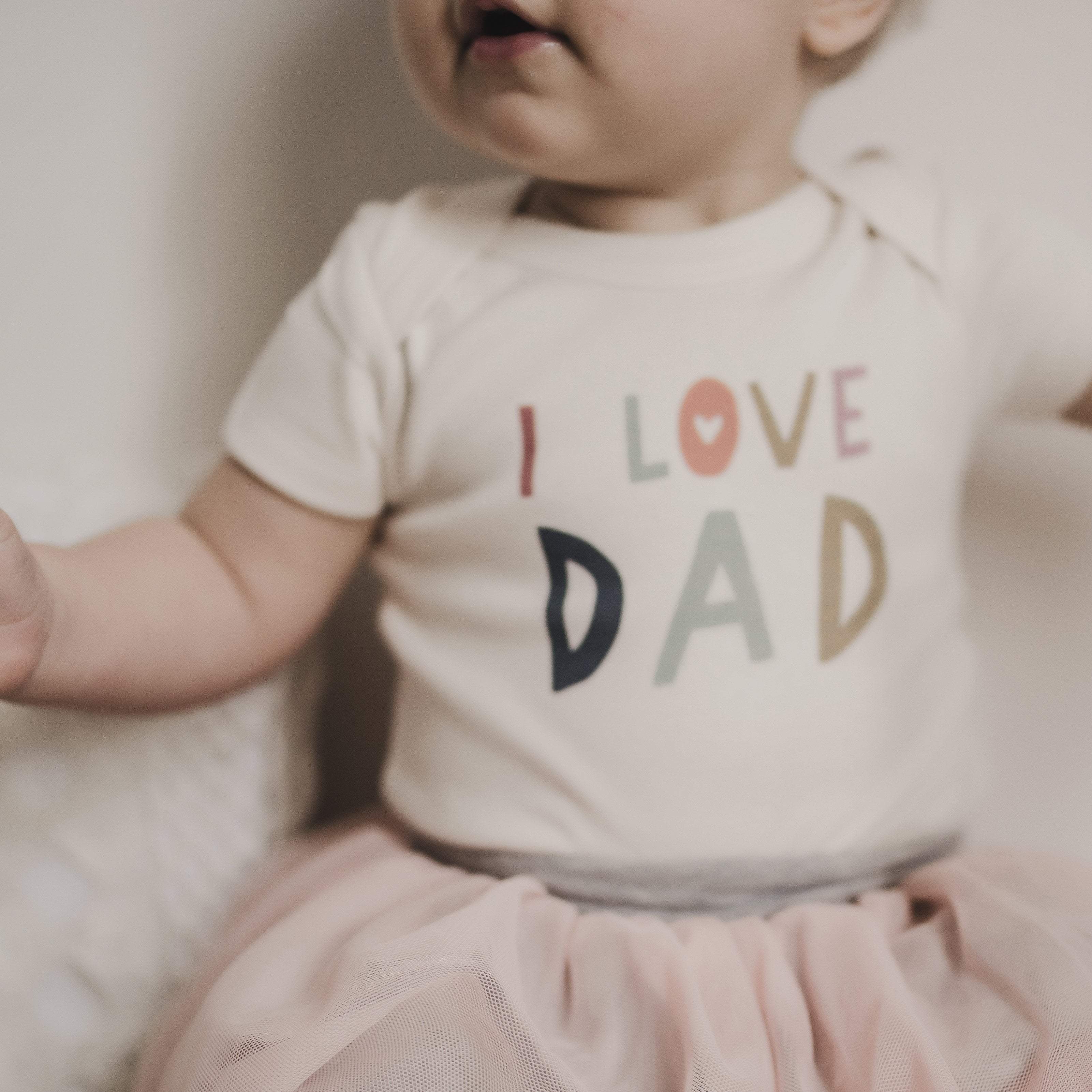 Graphic Baby Bodysuit with Love Dad Print Design