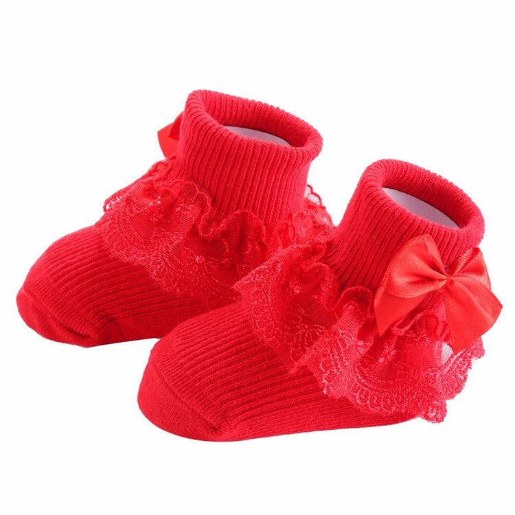 Bow Lace Baby Socks for Newborn Girls