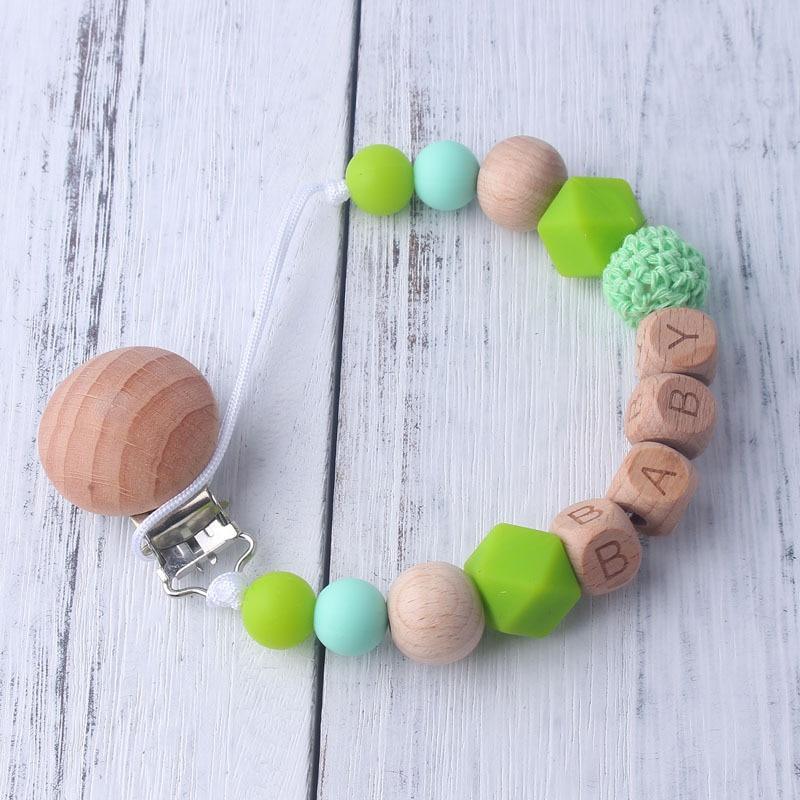 Baby Wooden Chewable Pacifier Holder Clips