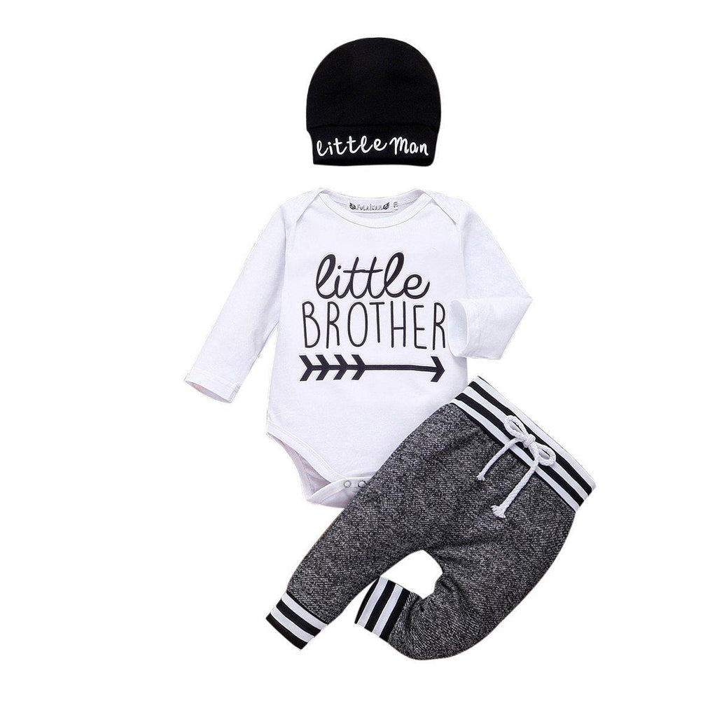 Long Sleeve Romper Pant Hat Outfit Clothes Set for Baby Kids