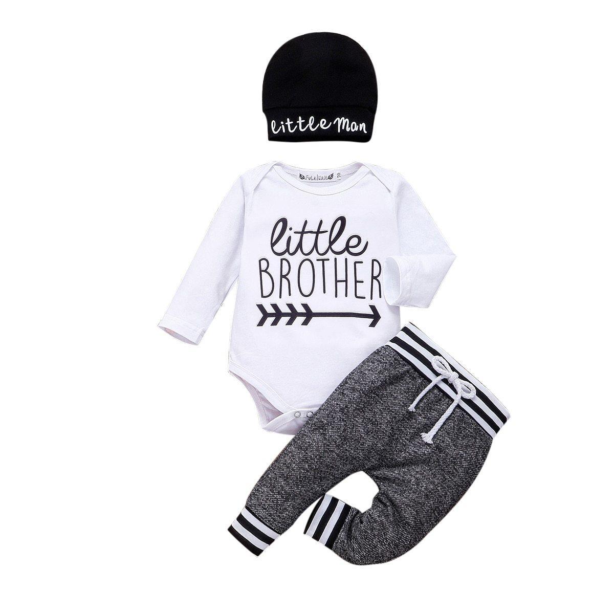 Long Sleeve Romper Pant Hat Outfit Clothes Set for Baby Kids