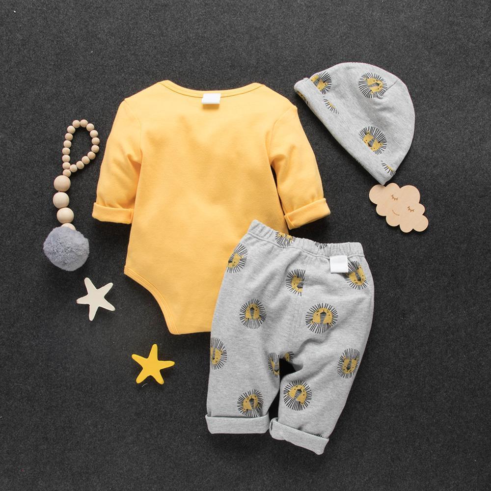 Casual Baby Bodysuit Pants Hat Suit Pajamas Set
