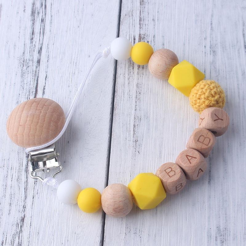 Baby Wooden Chewable Pacifier Holder Clips
