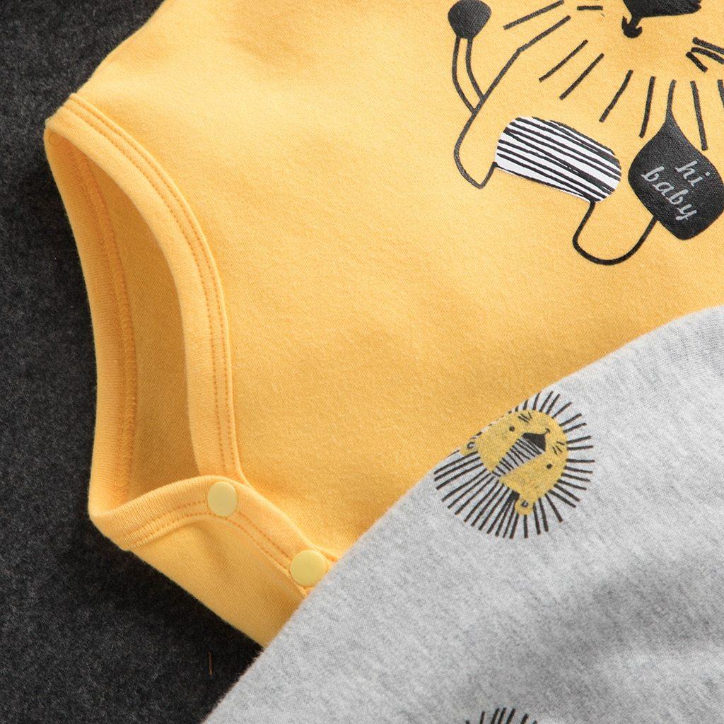 Casual Baby Bodysuit Pants Hat Suit Pajamas Set