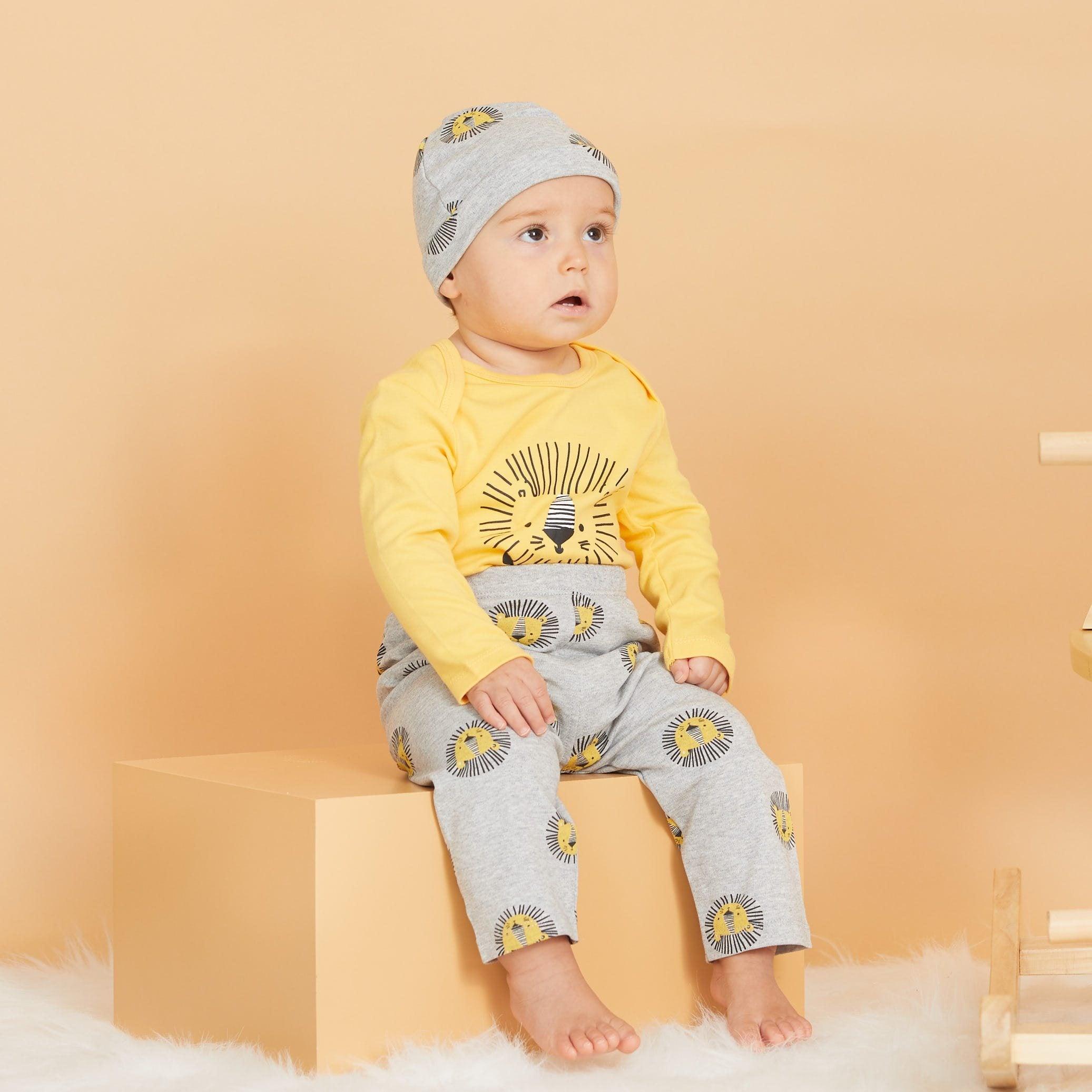 Casual Baby Bodysuit Pants Hat Suit Pajamas Set