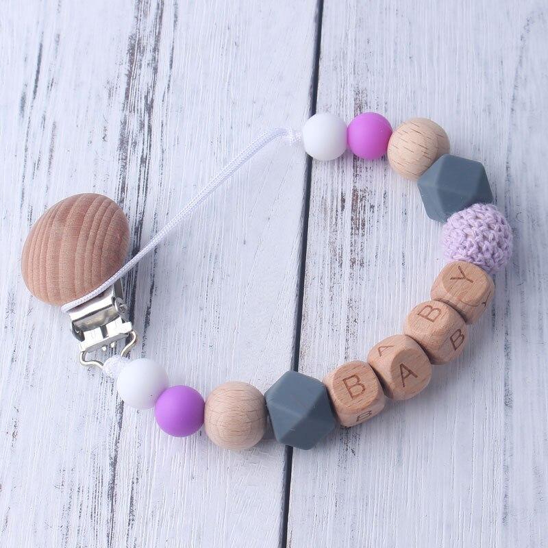 Baby Wooden Chewable Pacifier Holder Clips