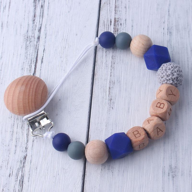 Baby Wooden Chewable Pacifier Holder Clips