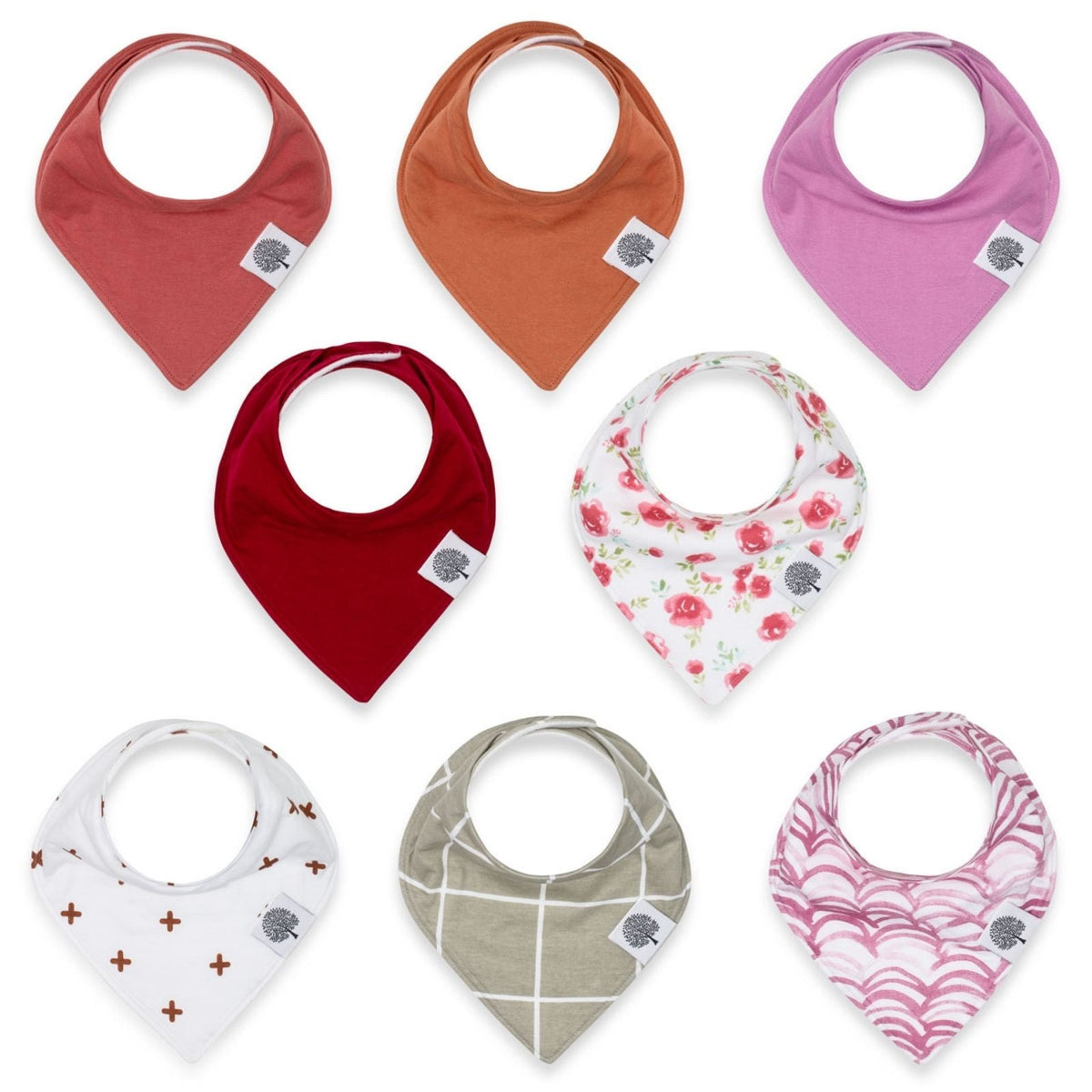 Rose Bandana Bib Set for Baby Girls 8 Pack