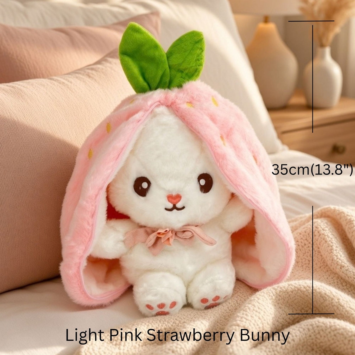 Reversible Strawberry Bunny Plush Toy