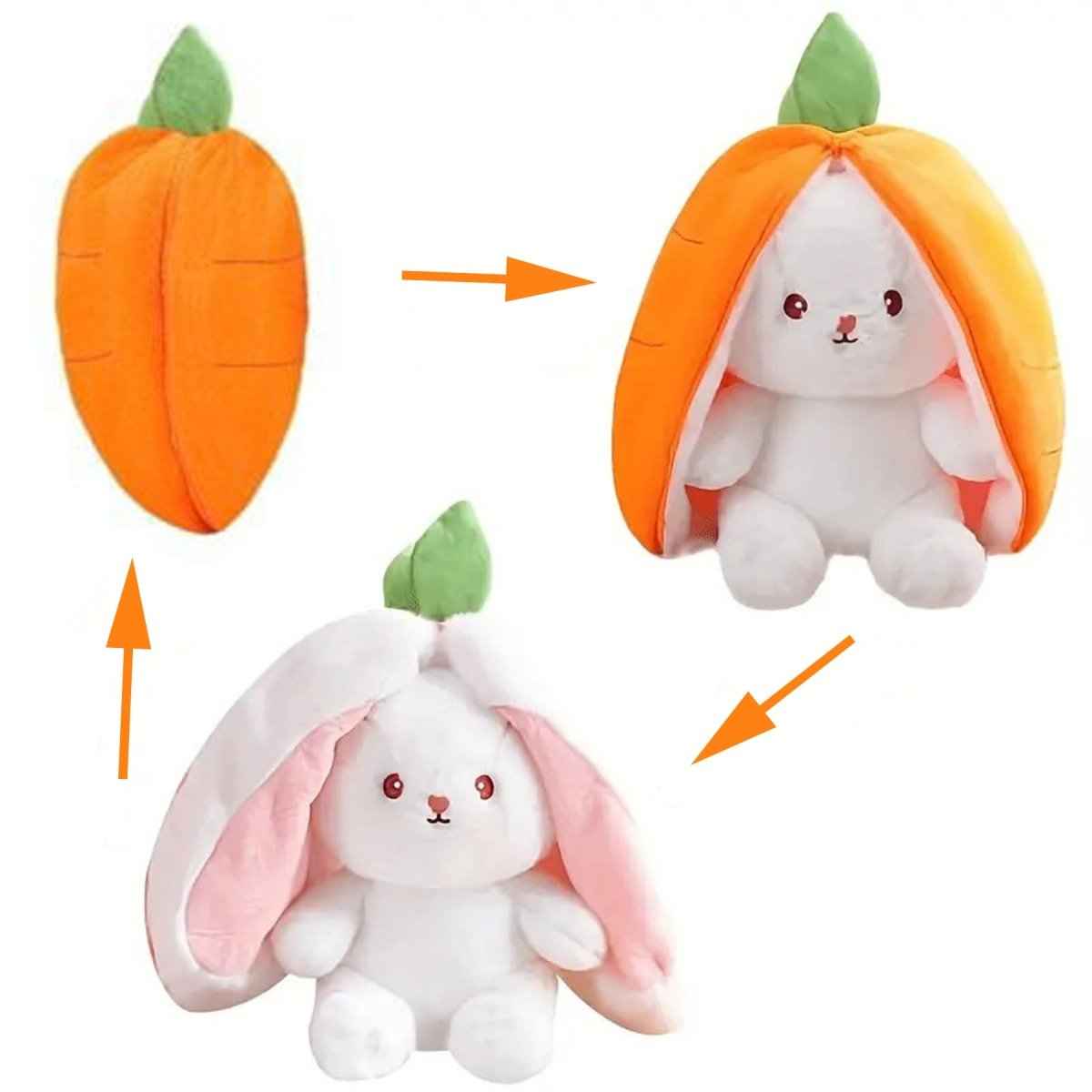 Reversible Strawberry Bunny Plush Toy