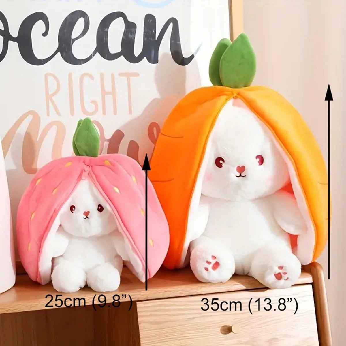 Reversible Strawberry Bunny Plush Toy