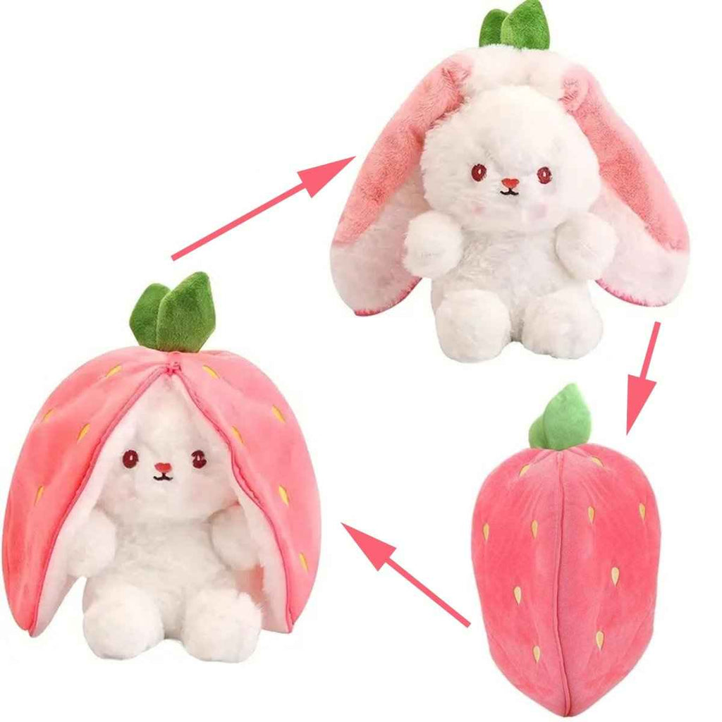 Reversible Strawberry Bunny Plush Toy