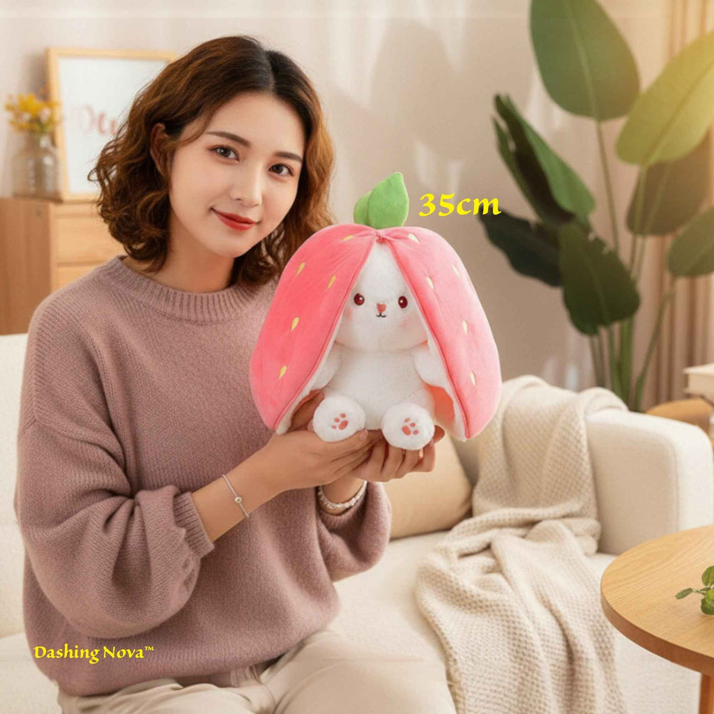 Reversible Strawberry Bunny Plush Toy