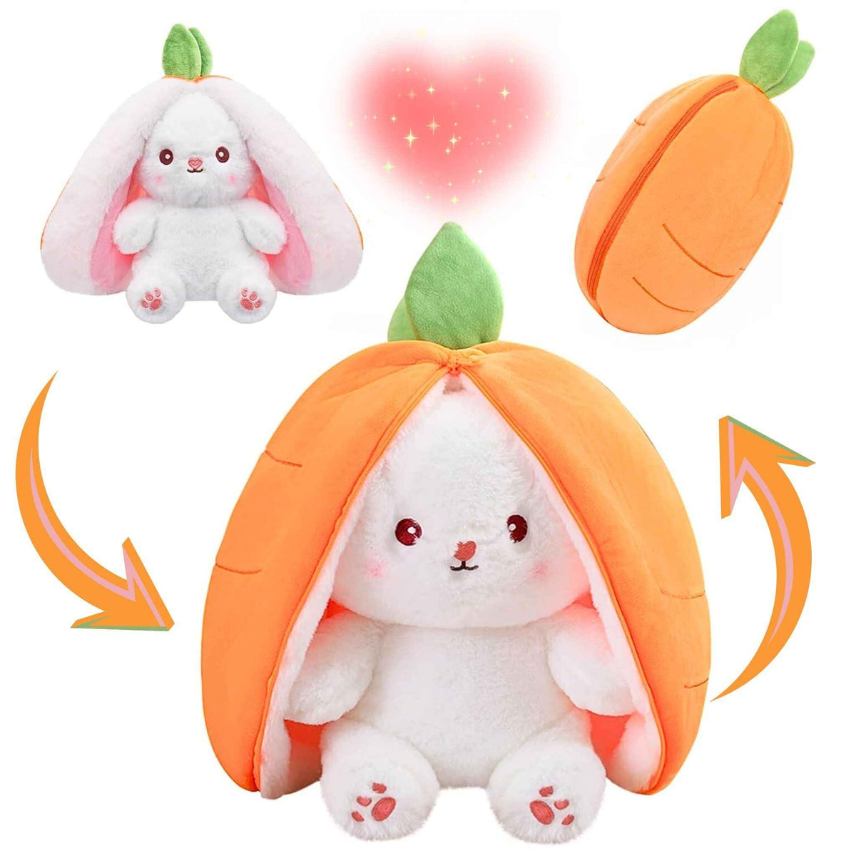 Reversible Strawberry Bunny Plush Toy