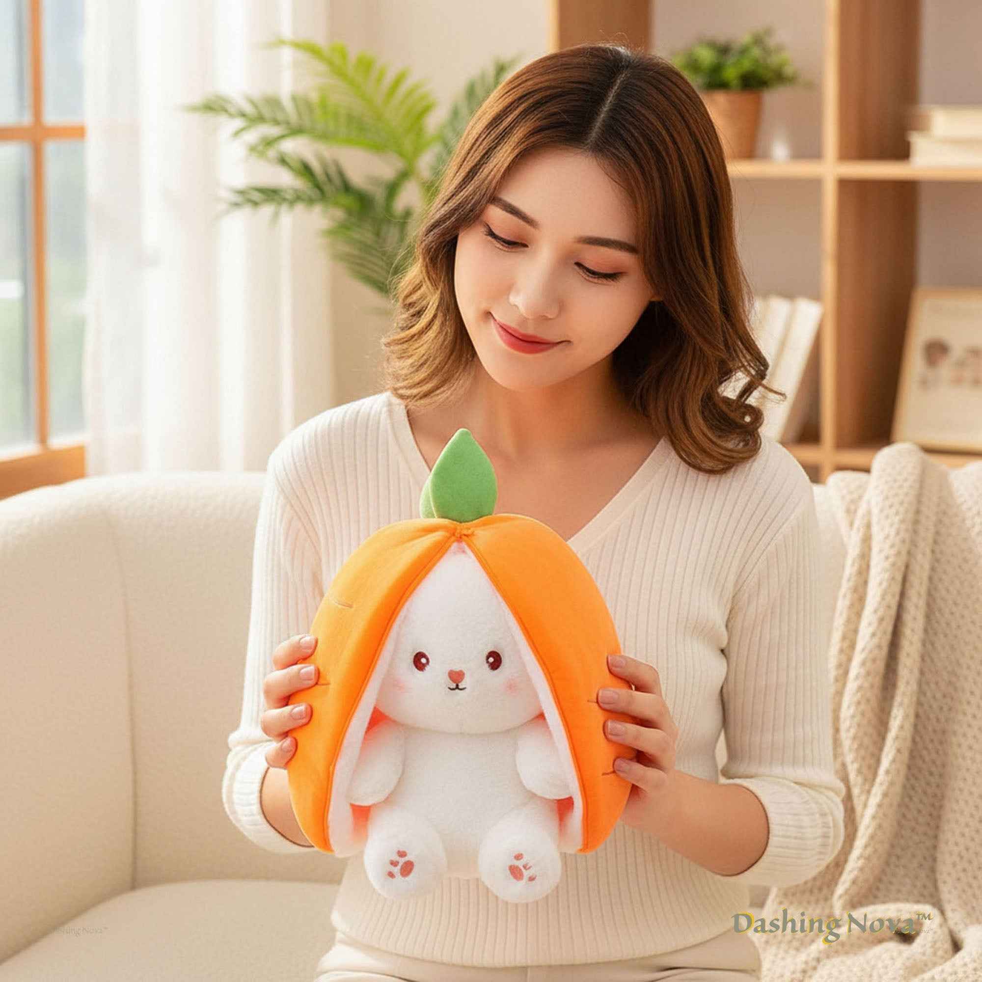Reversible Strawberry Bunny Plush Toy