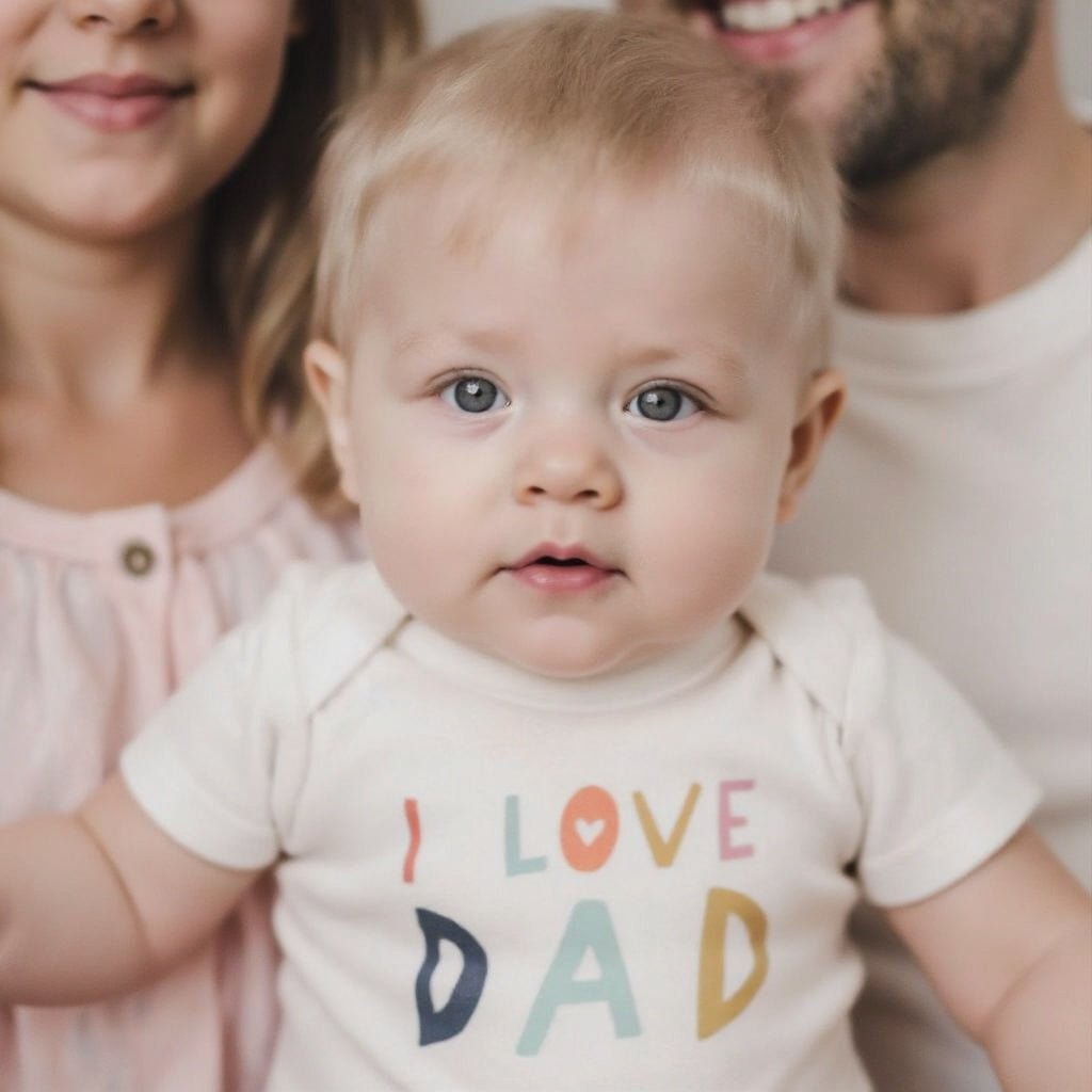 Graphic Baby Bodysuit with Love Dad Print Design