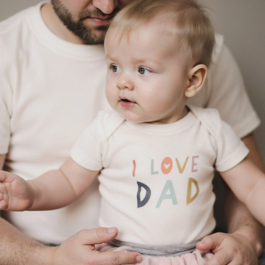 Graphic Baby Bodysuit with Love Dad Print Design