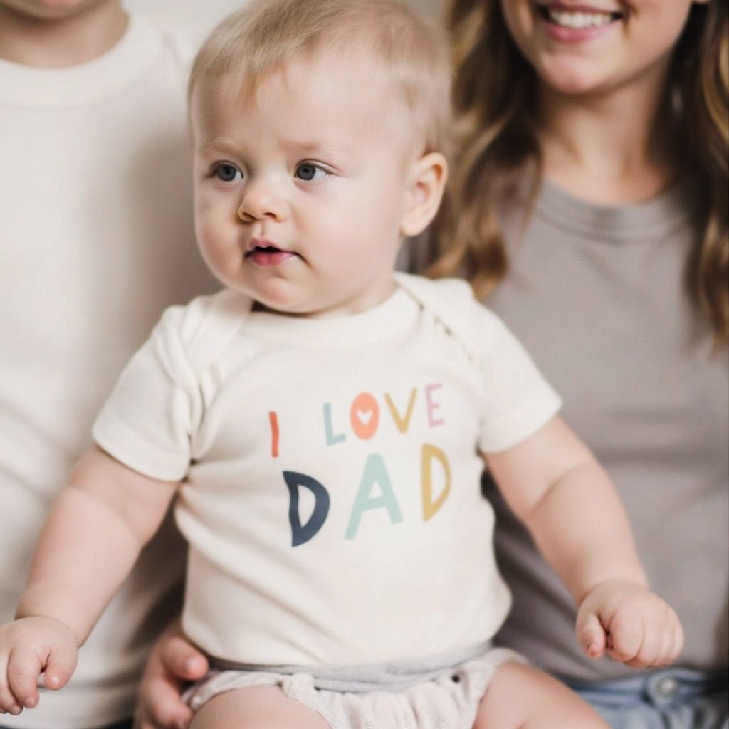 Graphic Baby Bodysuit with Love Dad Print Design