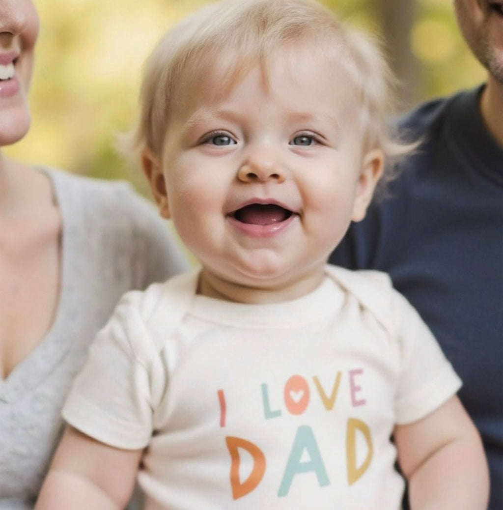 Graphic Baby Bodysuit with Love Dad Print Design