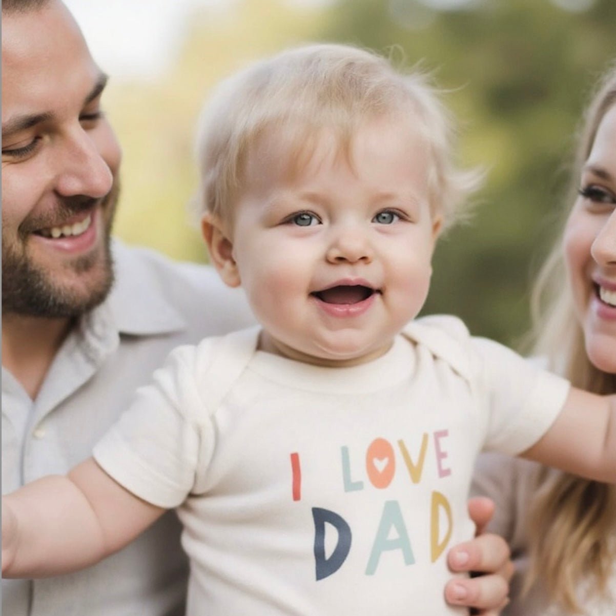 Graphic Baby Bodysuit with Love Dad Print Design