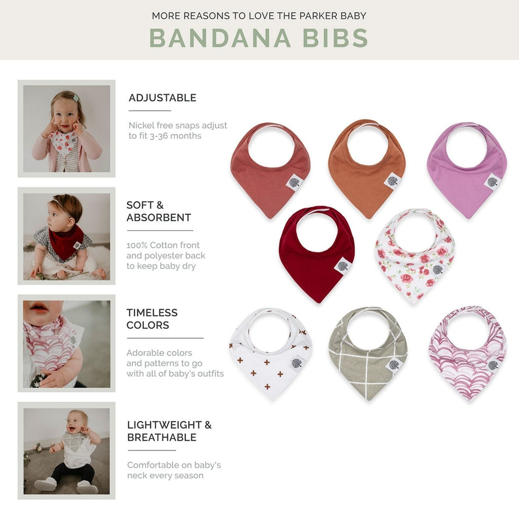 Rose Bandana Bib Set for Baby Girls 8 Pack